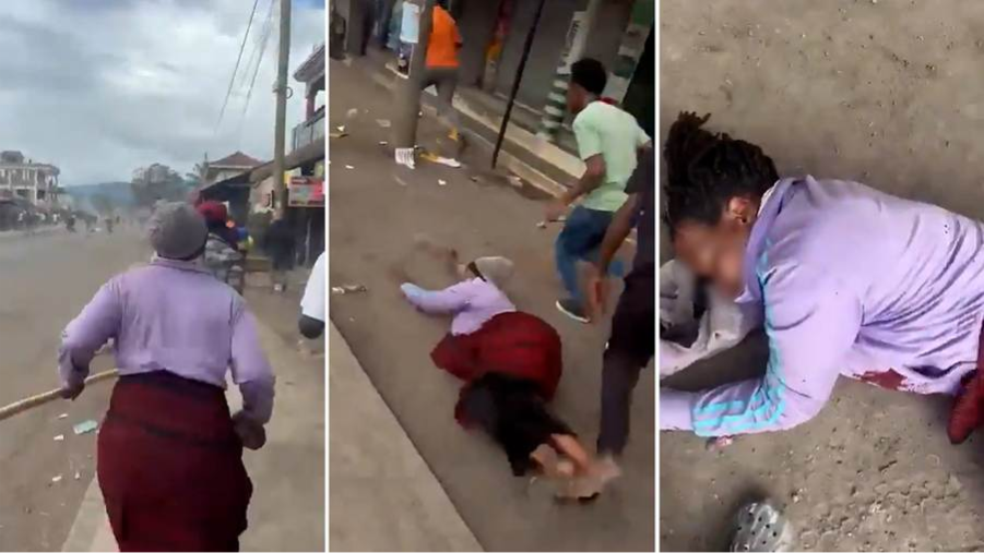 Images extraites d’une vidéo qui montre une femme touchée par des tirs à Arusha