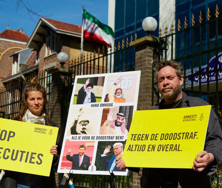 Action stop the death penalty and executions, at the embassy of Saudi Arabia, China and Iran