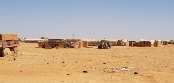 Vue générale du camp de Rukban, situé dans le no man's land à la frontière entre la Syrie et la Jordanie, dans le nord-est isolé, près de Damas, en Syrie, le 27 septembre 2018.