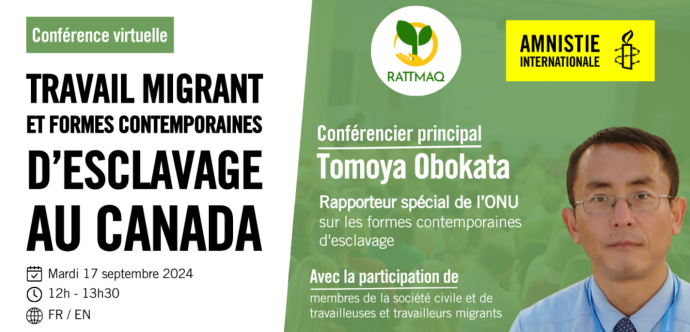 Conférence virtuelle Travail migrant  et formes contemporaines d’esclavage  au Canada