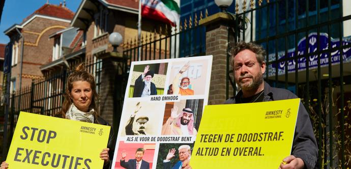 Action stop the death penalty and executions, at the embassy of Saudi Arabia, China and Iran