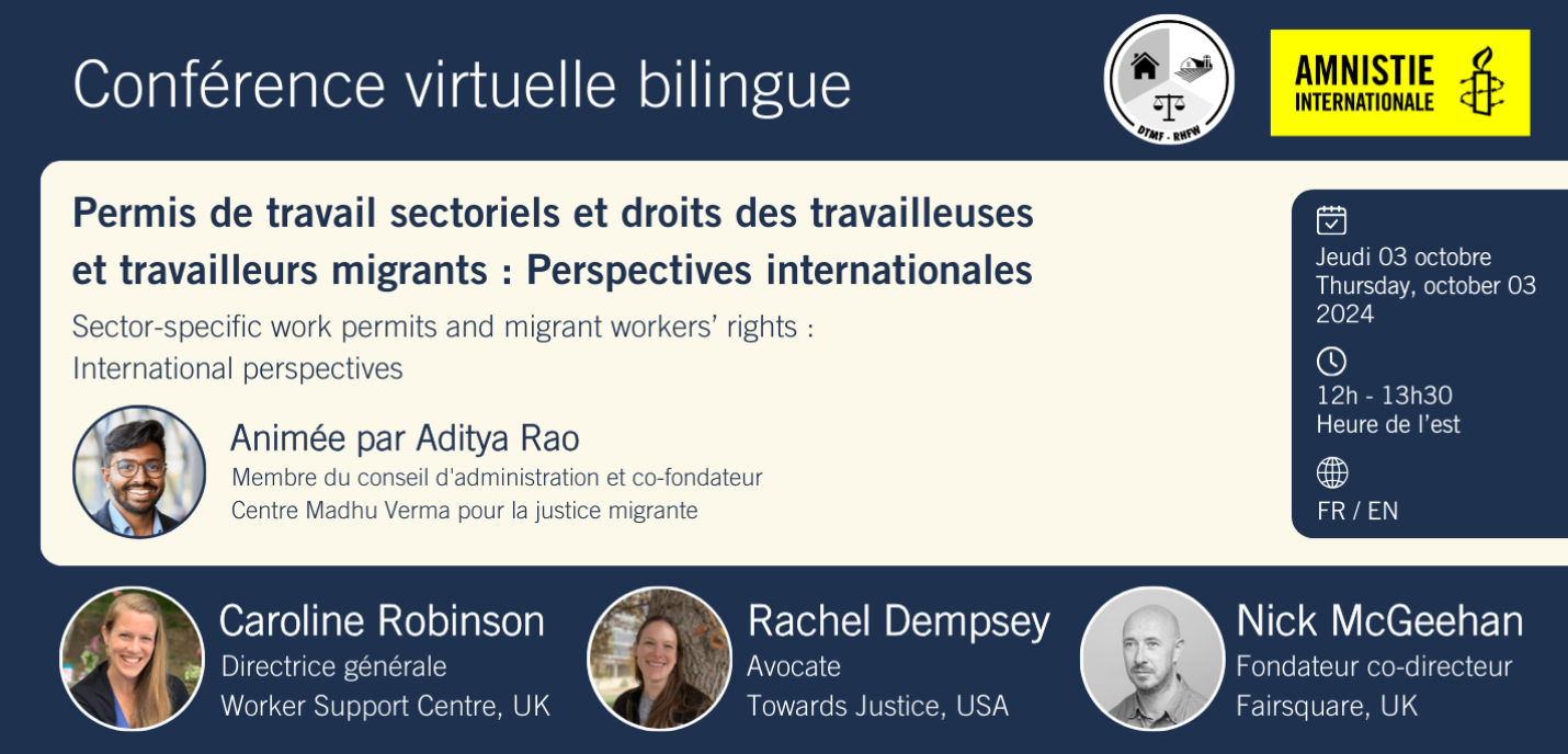 Conférence virtuelle : Permis de travail sectoriels et droits des travailleuses et travailleurs migrants : Perspectives internationales