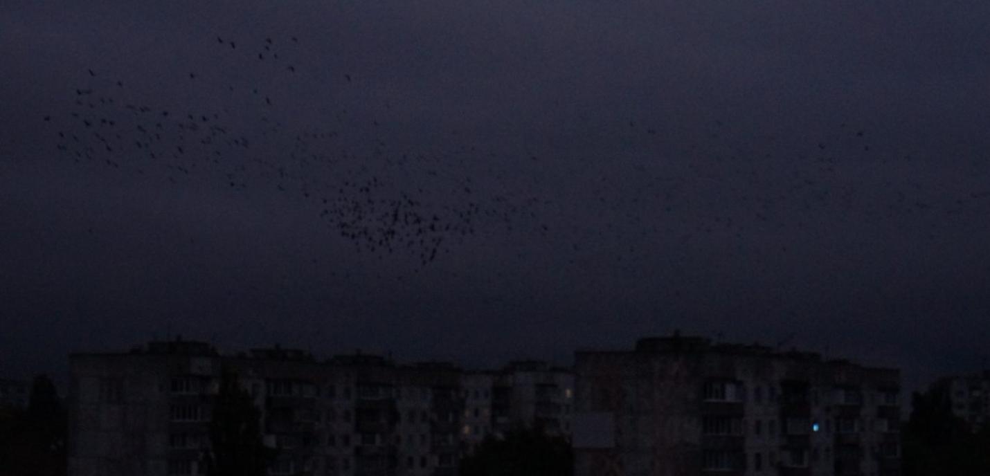 Des immeubles résidentiels ont été plongés dans le noir après une frappe russe lors de l’une des premières attaques contre les infrastructures civiles, le 2 octobre 2025.