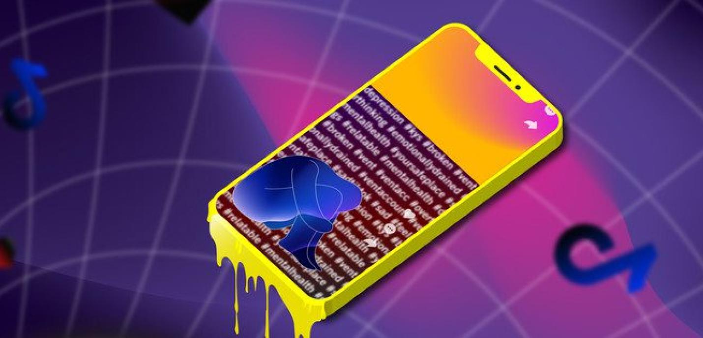 Image d’un téléphone affichant une personne recroquevillée