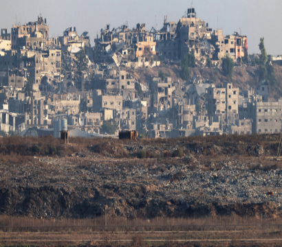 Ville en ruine sur les territoires palestiniens occupés