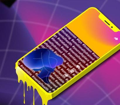 Image d’un téléphone affichant une personne recroquevillée