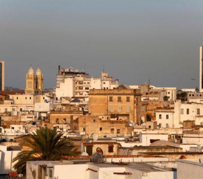 Vue de Tunis depuis un toit de la médina, en Tunisie.