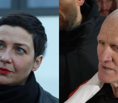 Mariya Kalesnikava sur la gauche et Ales Bialiatski à droite