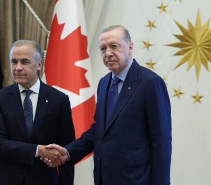 Turkish President Recep Tayyip Erdogan welcomes Canadian Prime Minister Mark Carney at the Presidential Complex, on July 7, 2026, in Ankara, Turkiye. (Photo by TUR Presidency/ Mustafa Kamaci/Anadolu via Getty Images)